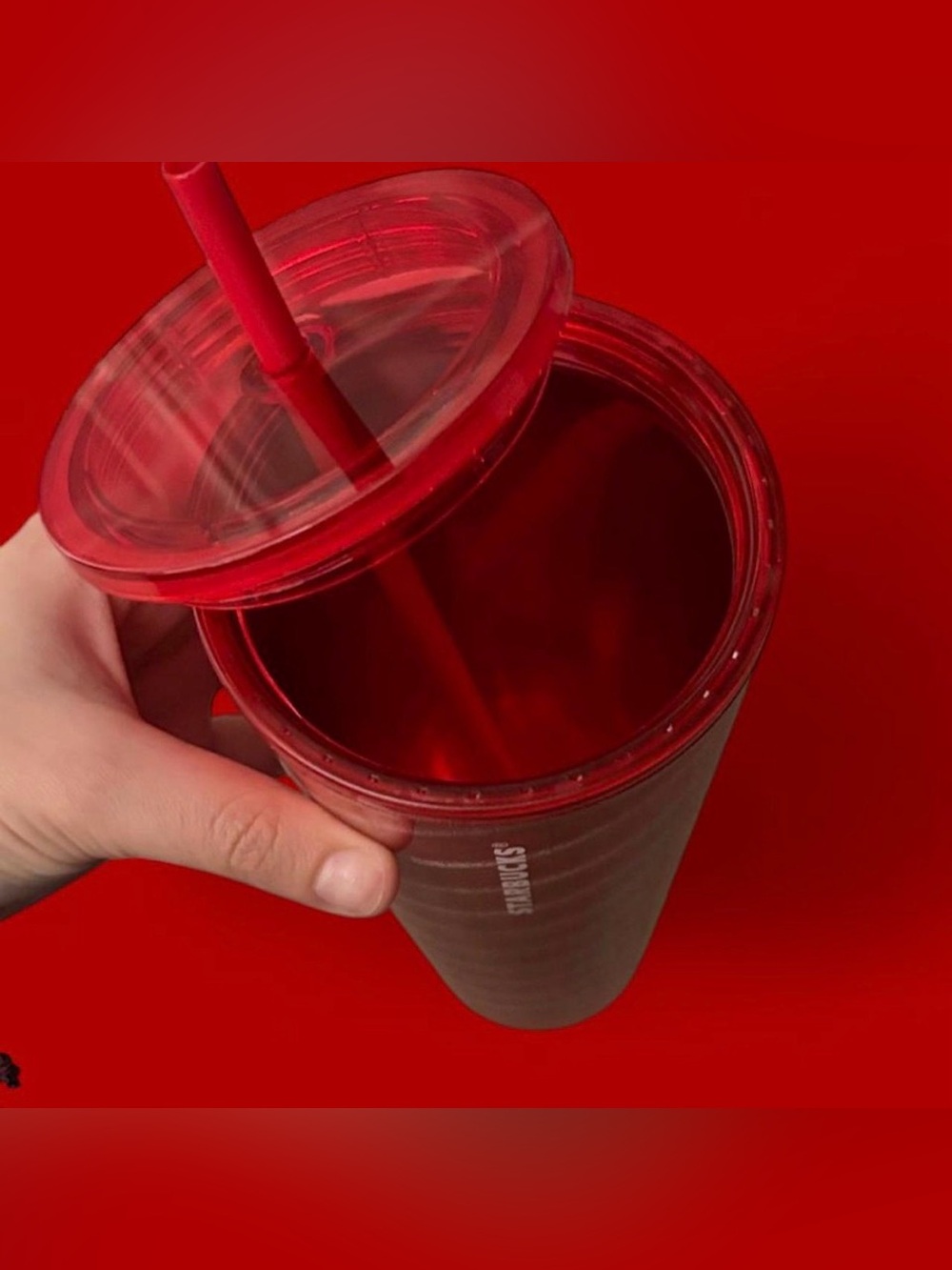 Starbucks Red and Silver Striped Tumbler